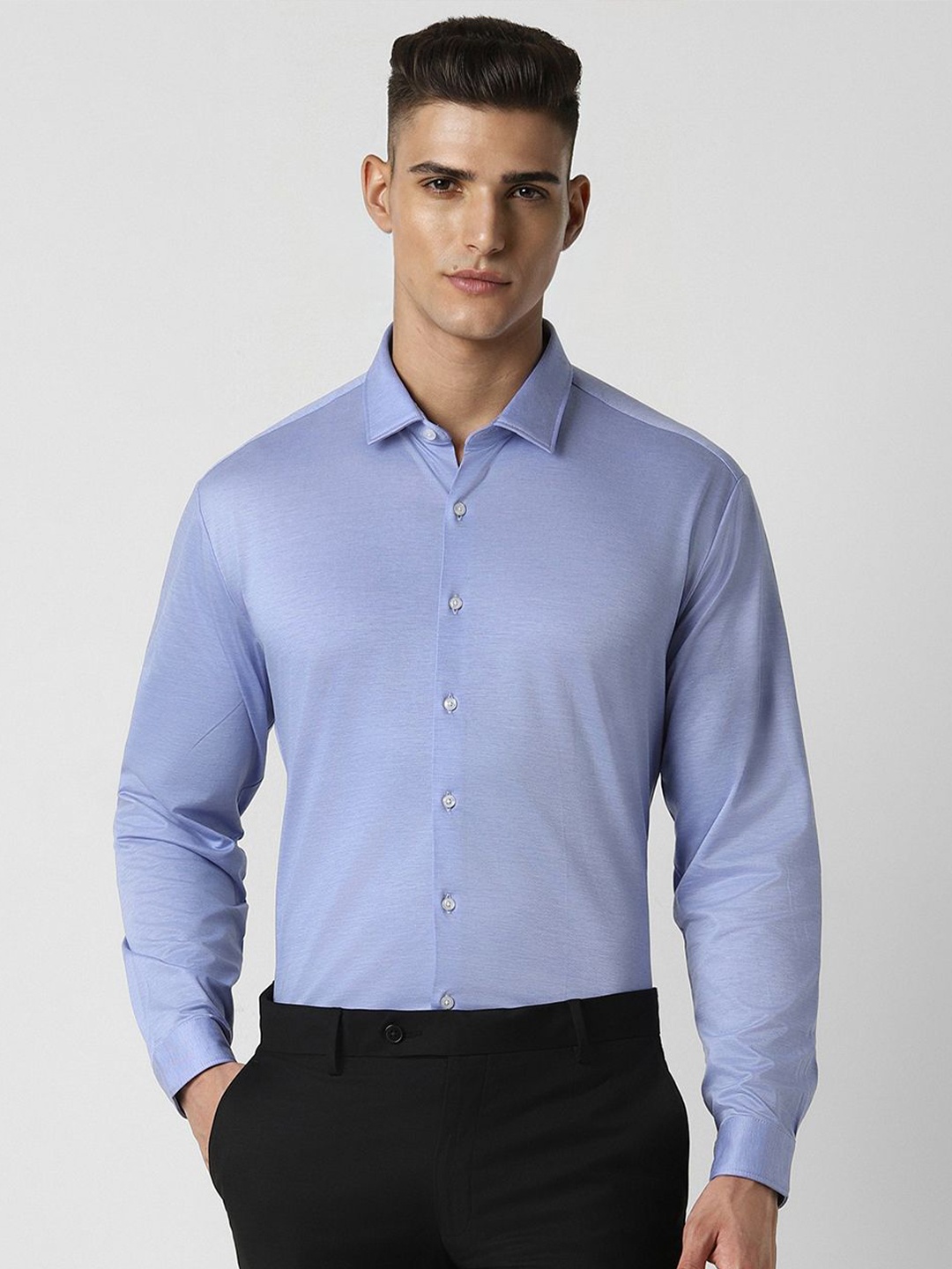 

Van Heusen Men Cotton Spread Collar Slim Fit Formal Shirt, Blue