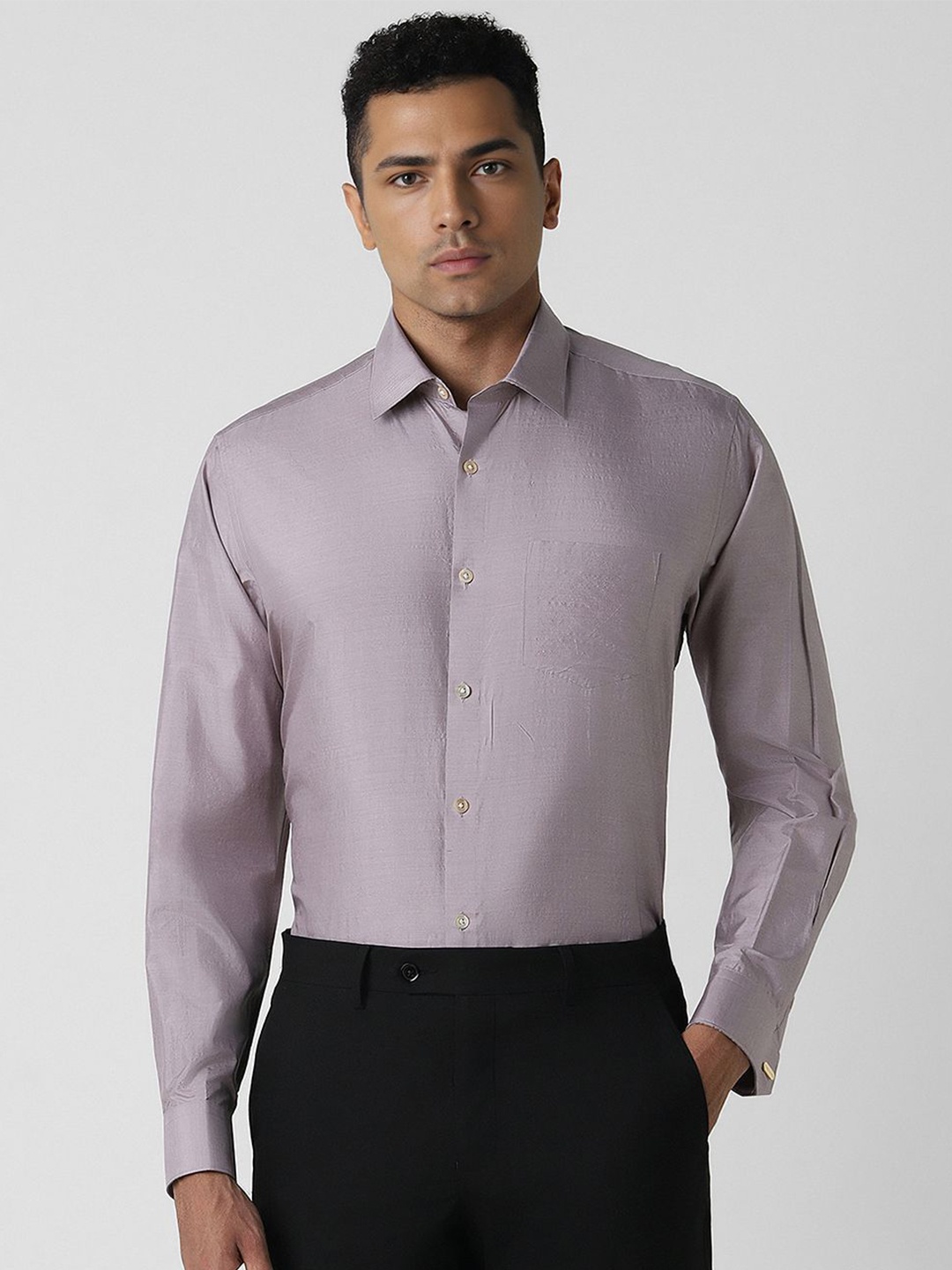

Van Heusen Men Spread Collar Long Sleeves Formal Shirt, Grey