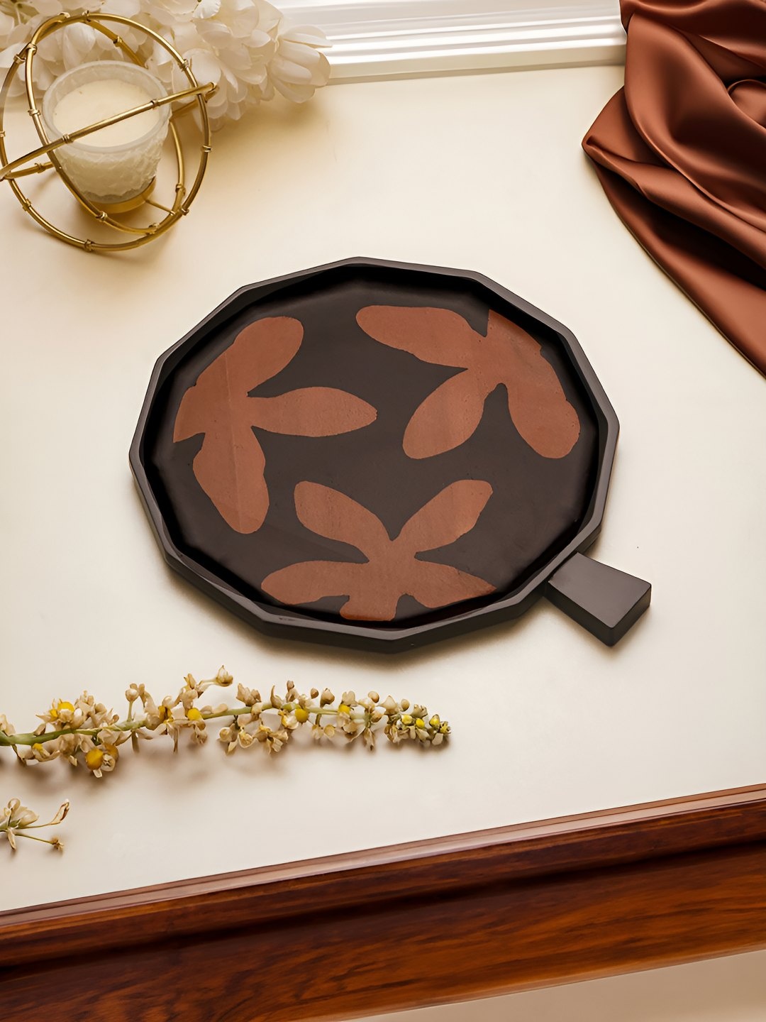 

Troveas Brown Printed Wooden Platter