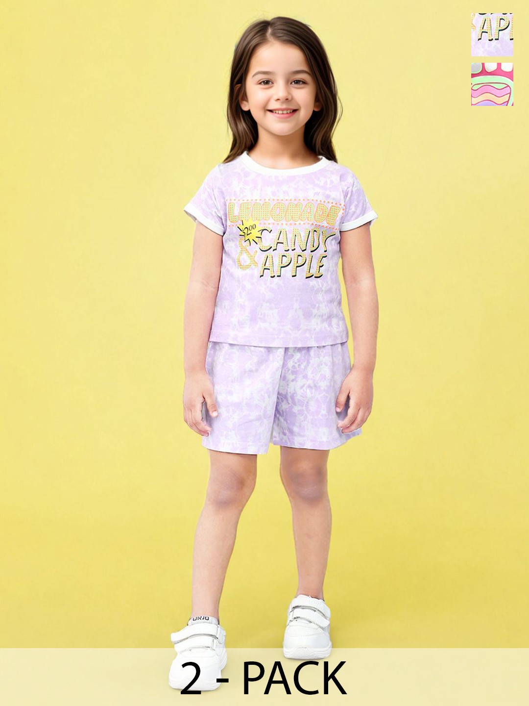 

Toonyport Girls Pack OF 2 Printed Top with Shorts, White