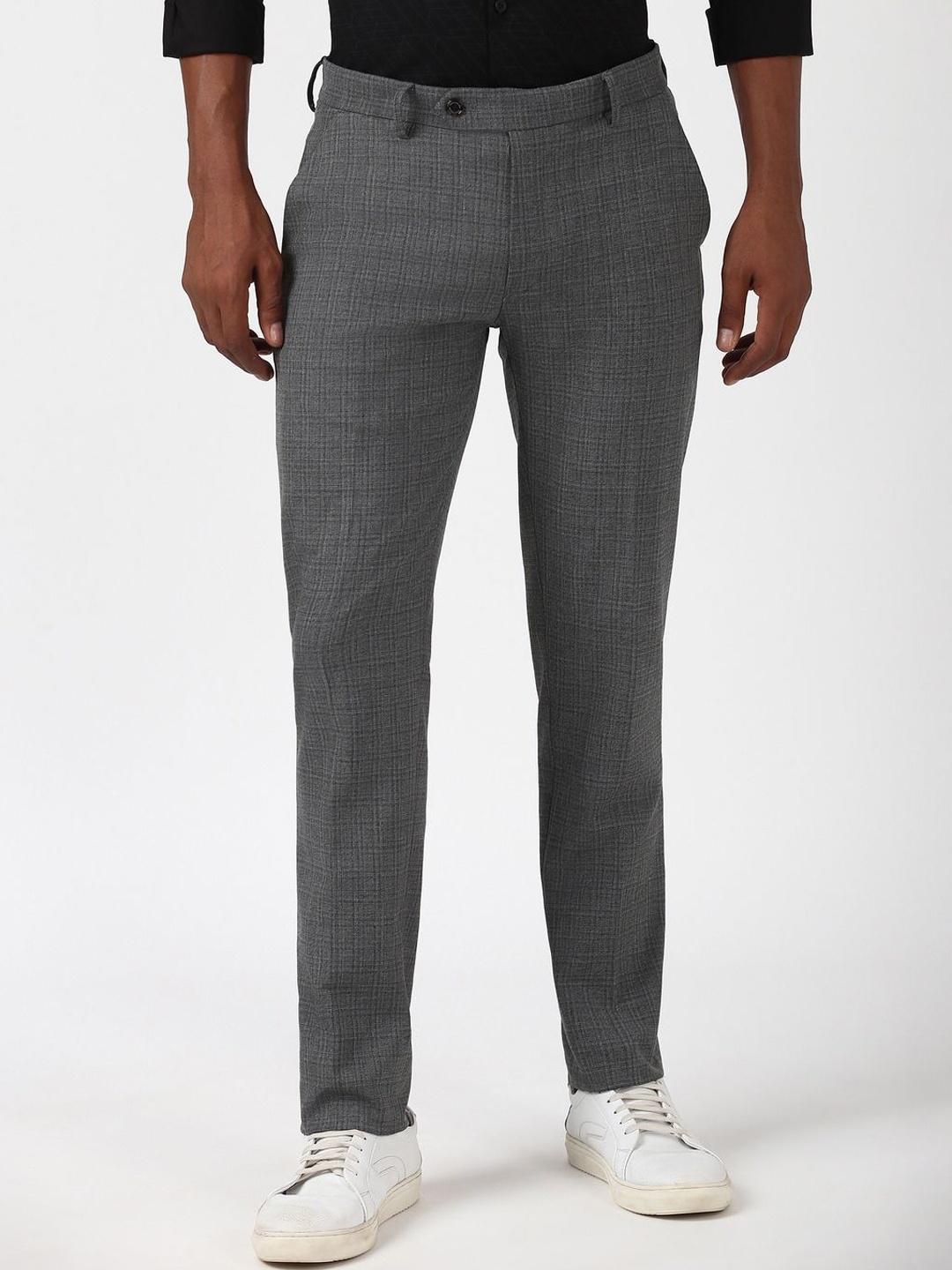 

Peter England Men Slim Fit Trousers, Grey
