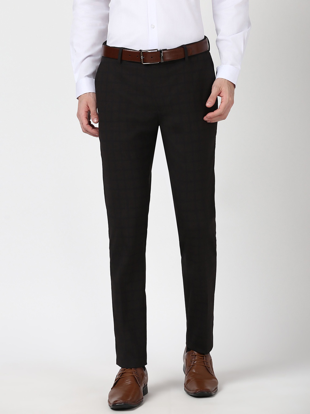 

Peter England Men Slim Fit Trousers, Brown