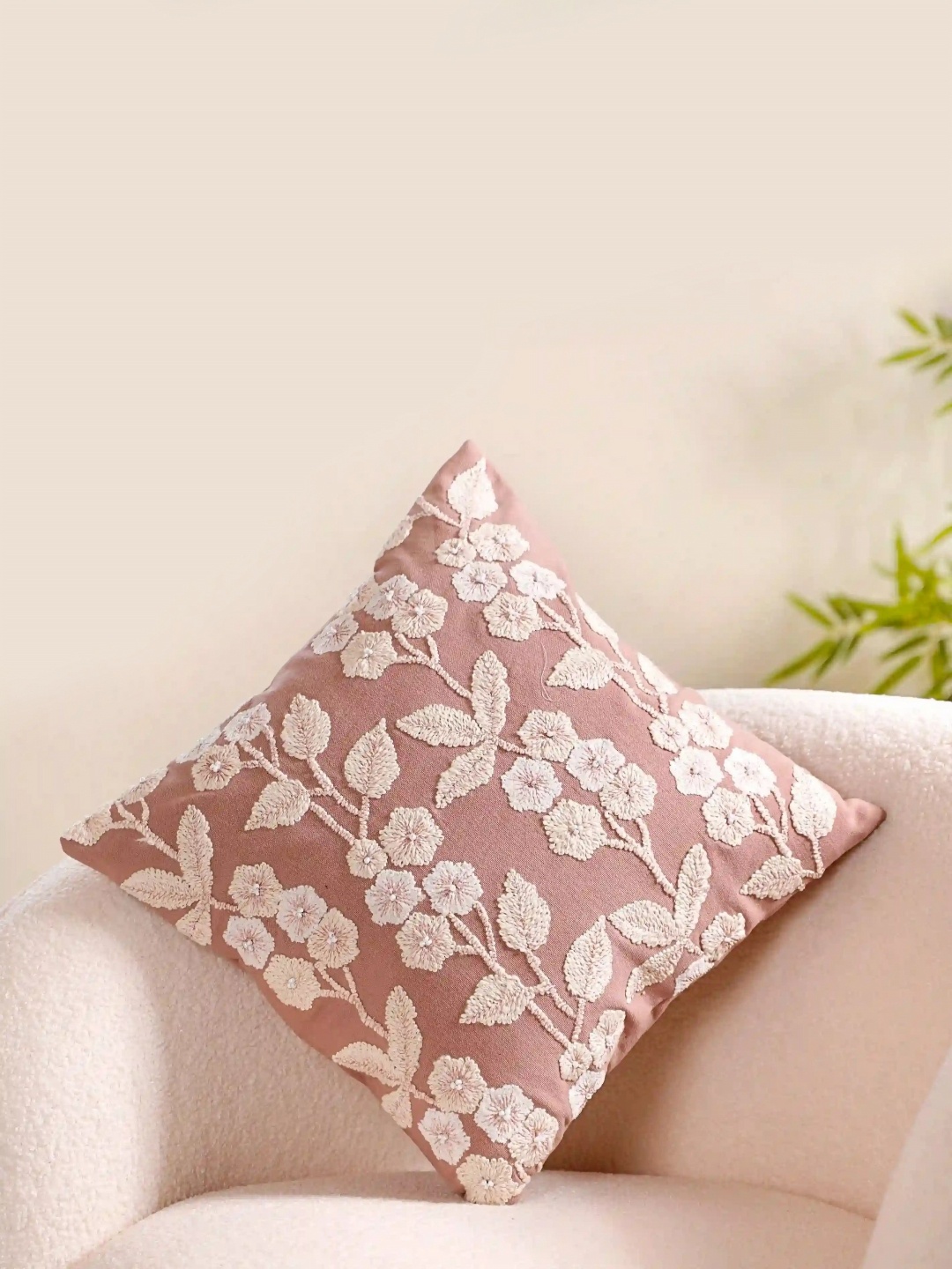 

Nestasia Pink & Off White Floral Square Cushion Covers