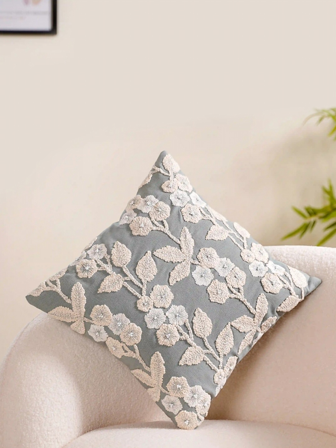

Nestasia Grey & White Embroidered Square Cushion Covers