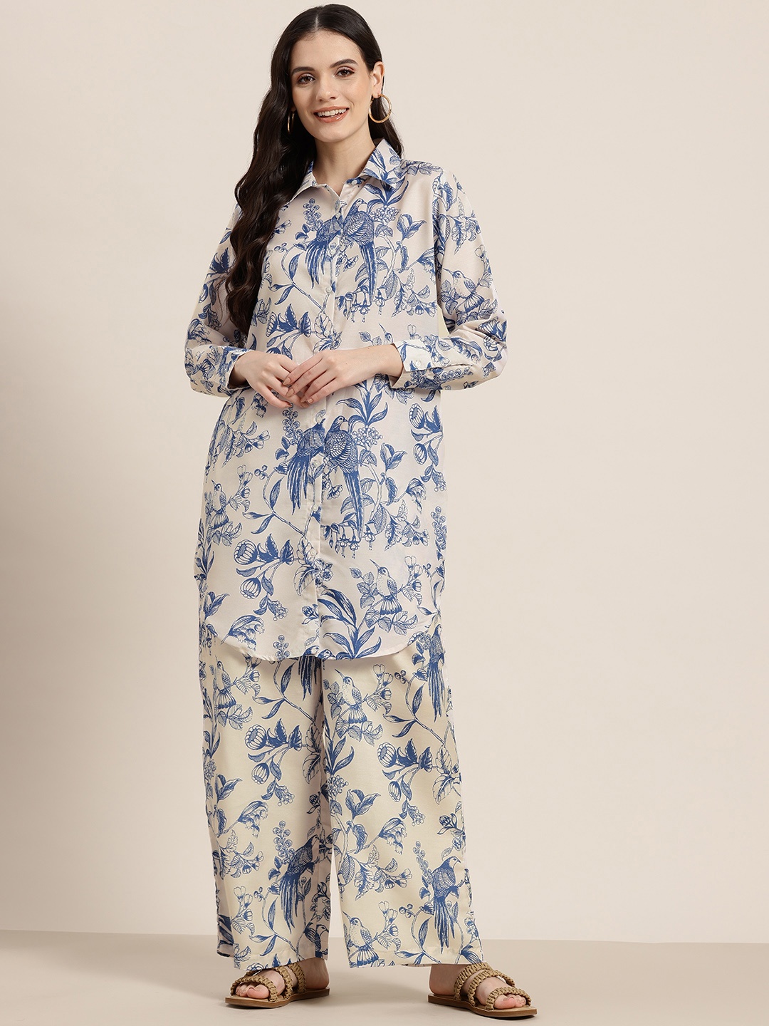 

HERE&NOW Floral Printed Co-ords, Beige