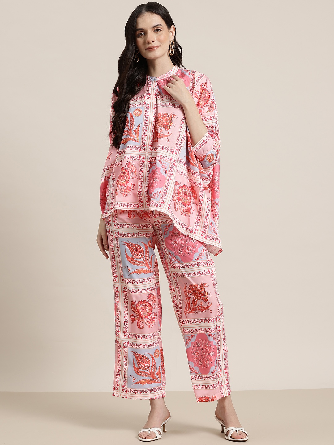 

HERE&NOW Ethnic Print Kaftan-Style Co-Ords, Pink