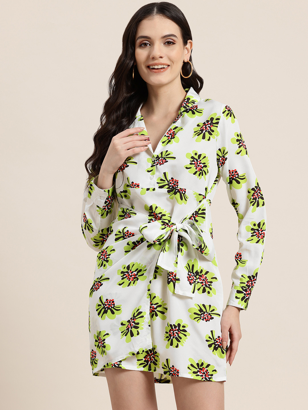 

HERE&NOW Quirk Zone Floral Print Wrap Mini Dress, White