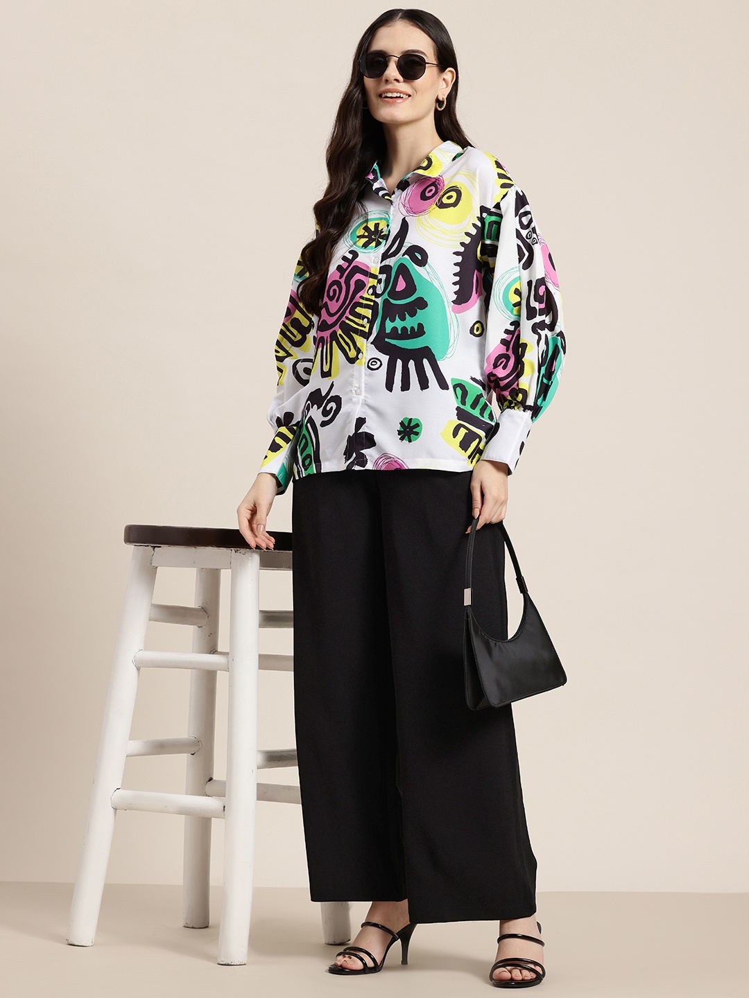 

HERE&NOW Conversational Print Casual Shirt, White