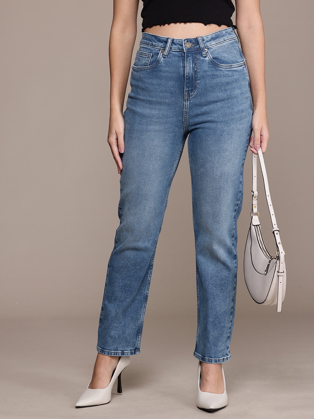 

French Connection Women Straight Fit Light Fade Stretchable Jeans, Blue