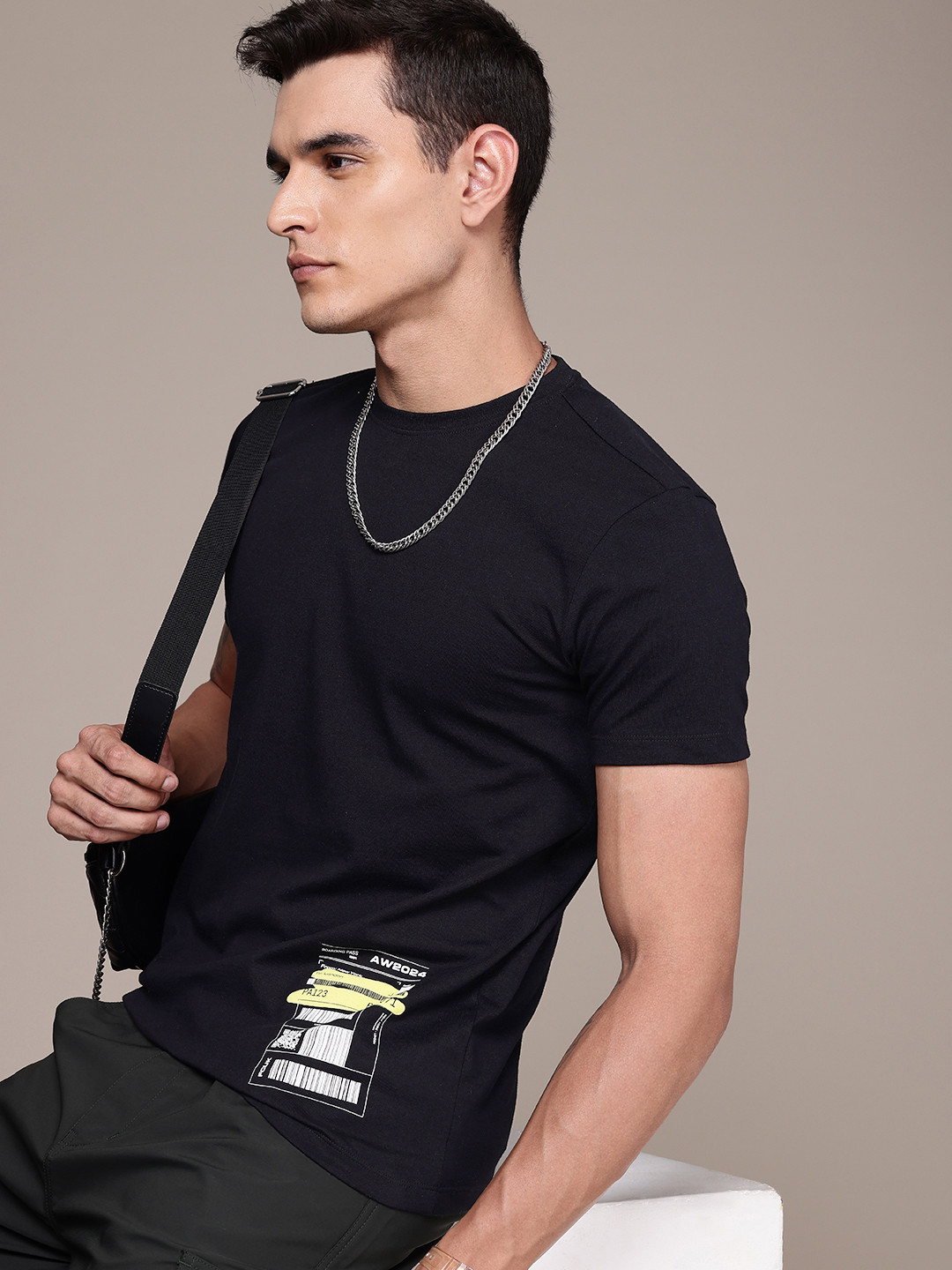 

FCUK Typography Printed Pure Cotton T-shirt, Black