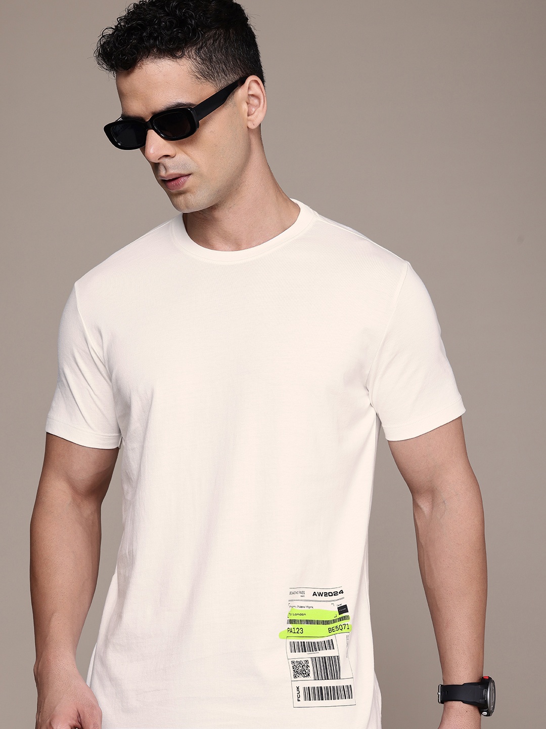 

FCUK Typography Printed Pure Cotton T-shirt, White