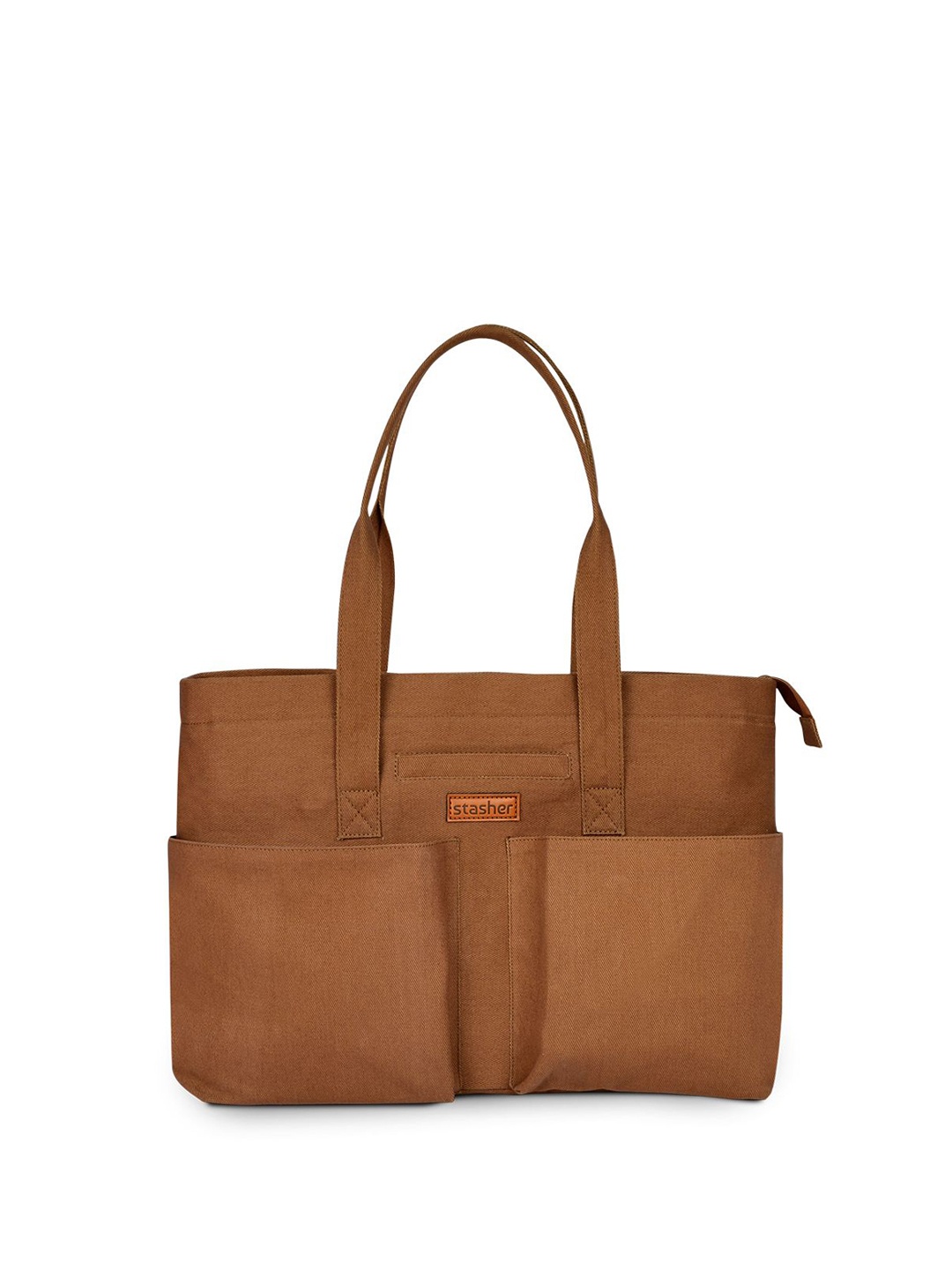 

stasher Structured Shoulder Bag with Cut Work, Brown