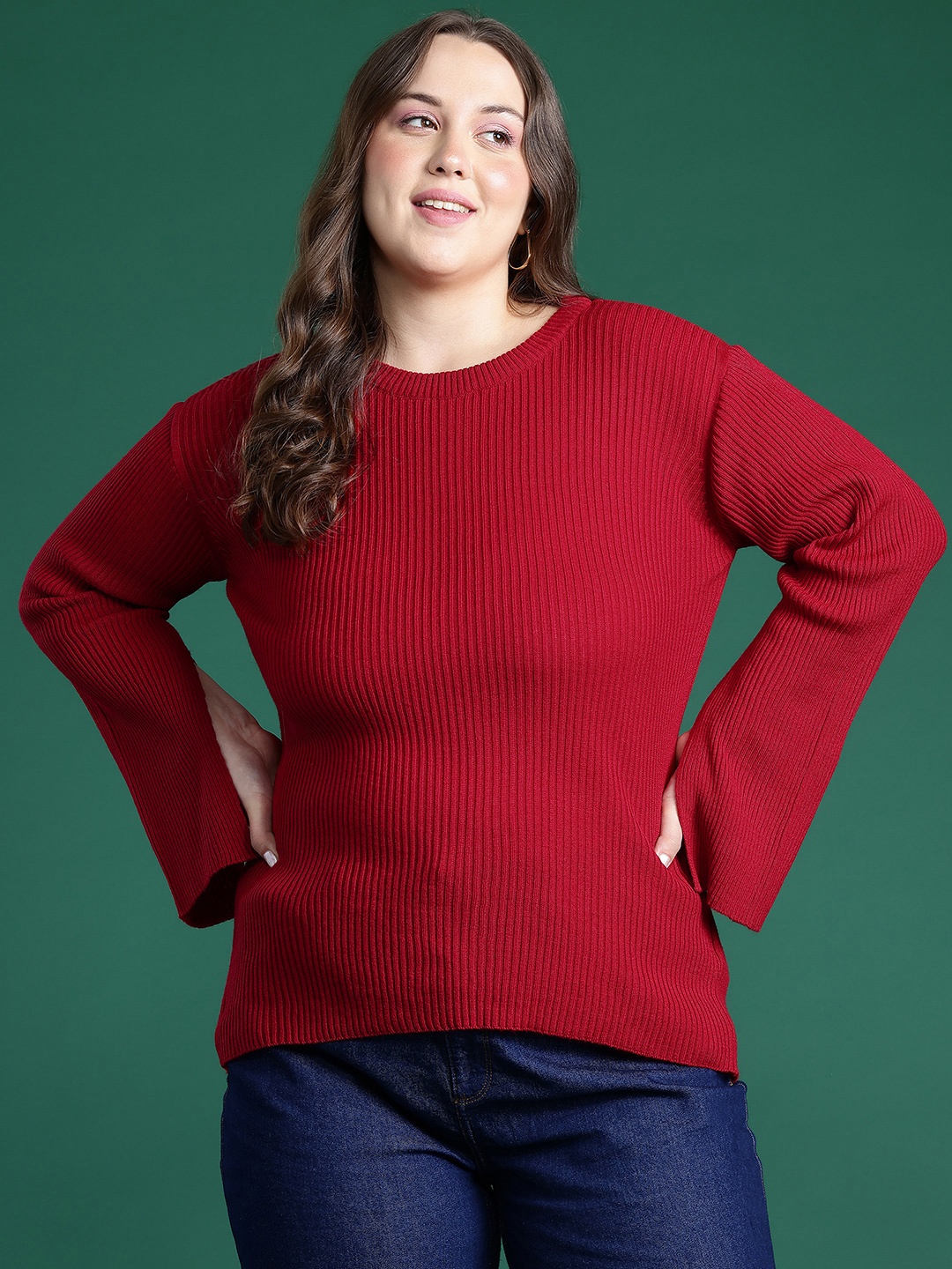 

DressBerry Curve Plus Size Pullover, Red