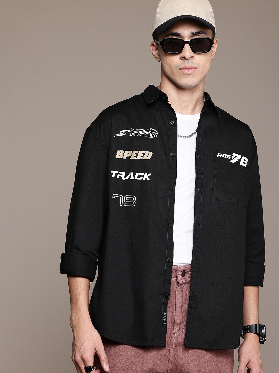 

The Roadster Lifestyle Co. Relaxed Fit Printed Shirt, Black