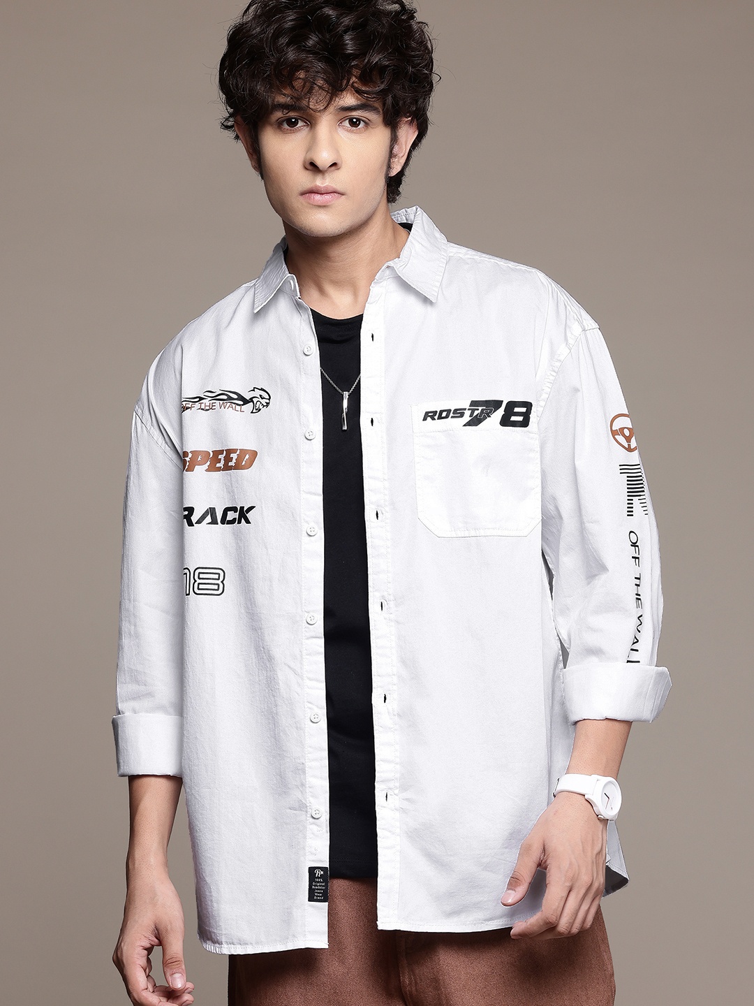 

The Roadster Lifestyle Co. Relaxed Fit Printed Shirt, White