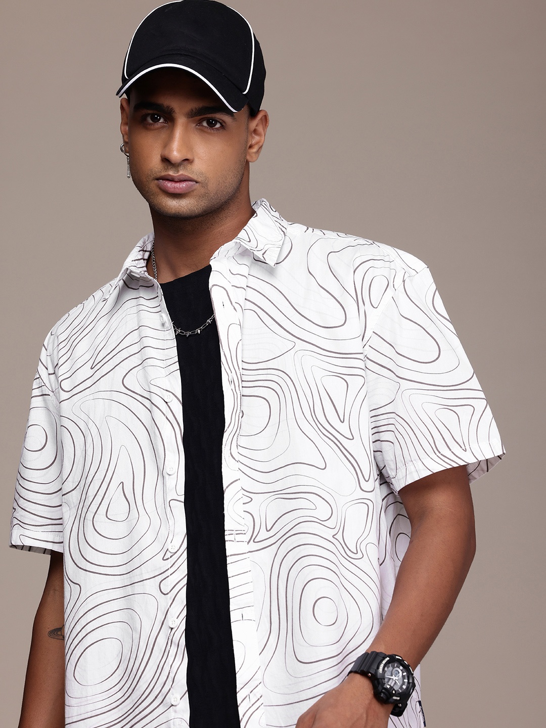 

The Roadster Life Co. Pure Cotton Printed Relaxed Fit Casual Shirt, White