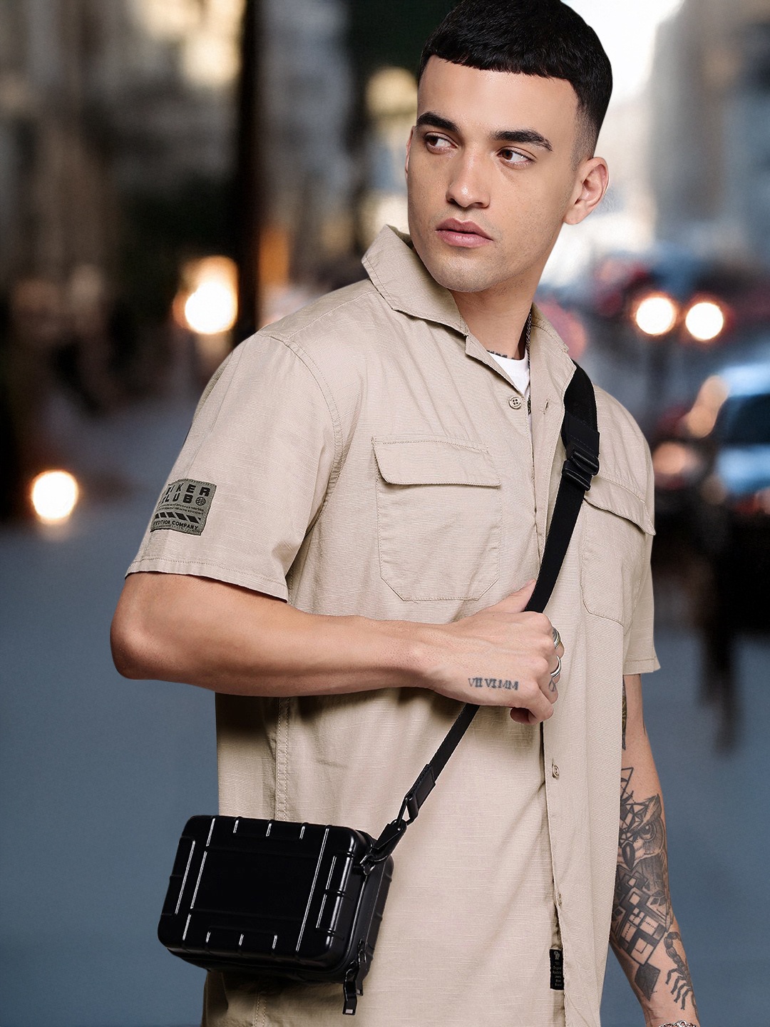 

The Roadster Life Co. Pure Cotton Cuban Collar Casual Shirt, Taupe