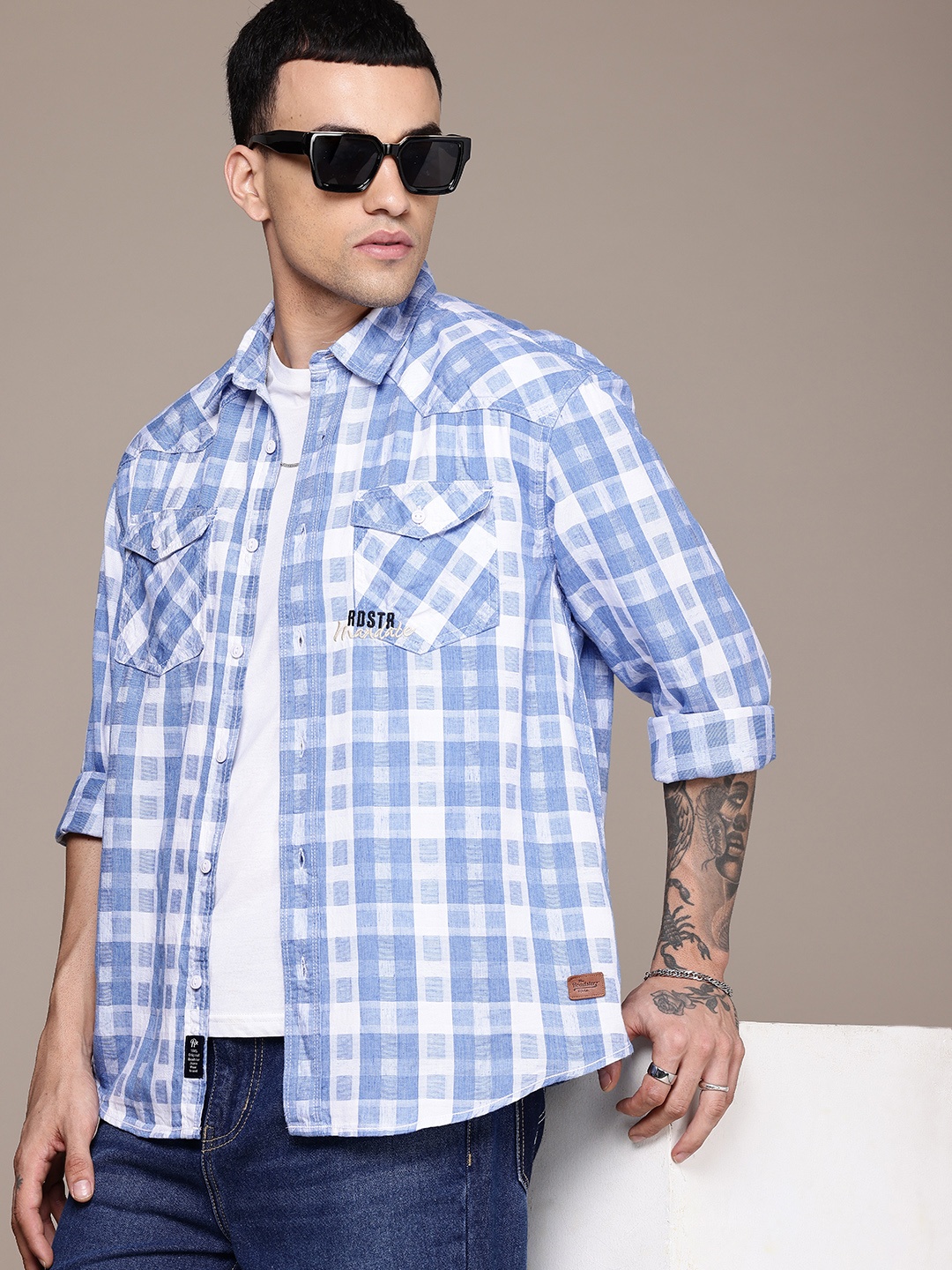 

The Roadster Life Co. Pure Cotton Opaque Casual Shirt, Blue