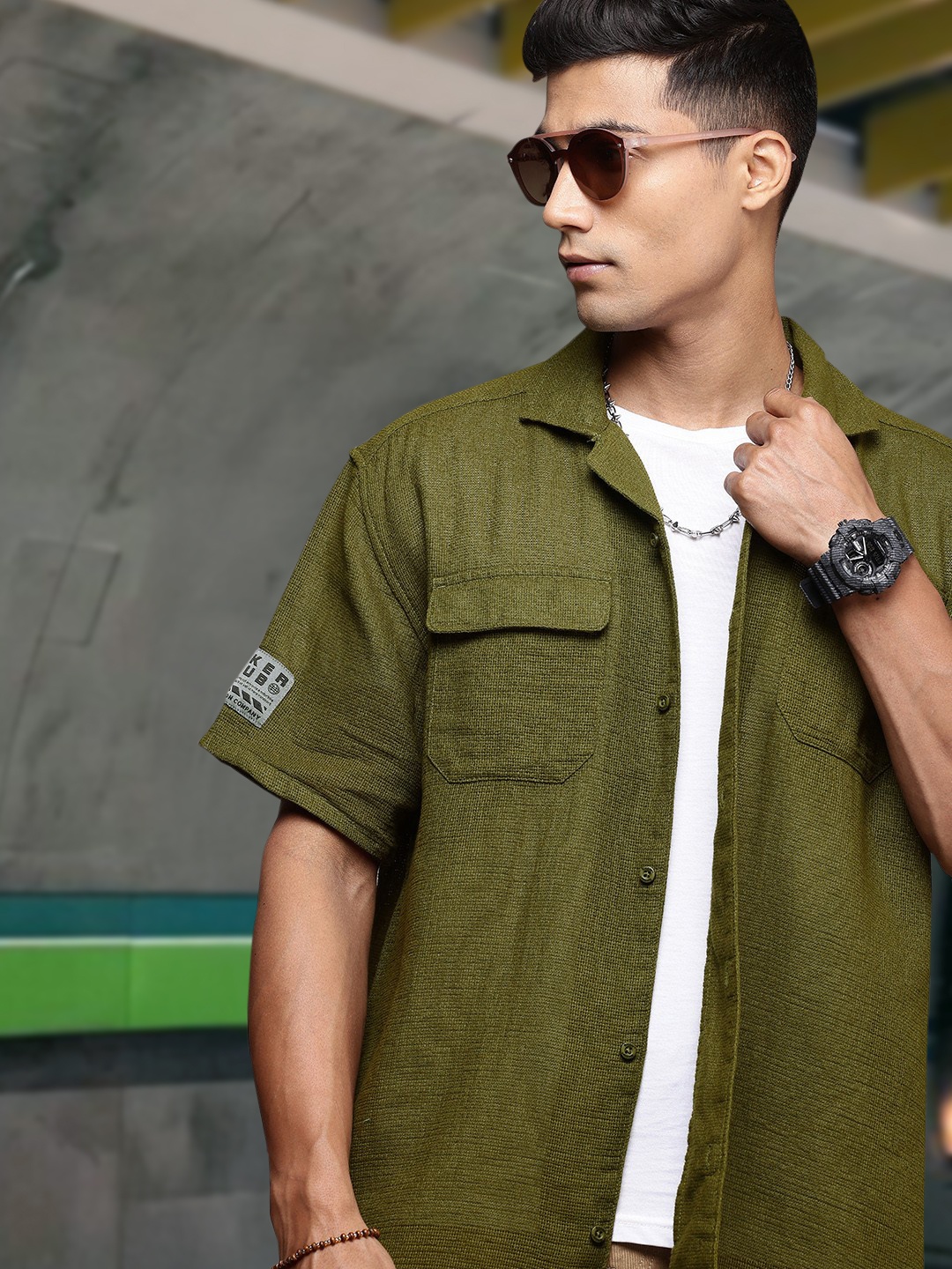 

The Roadster Life Co. Pure Cotton Relaxed Fit Casual Shirt, Olive