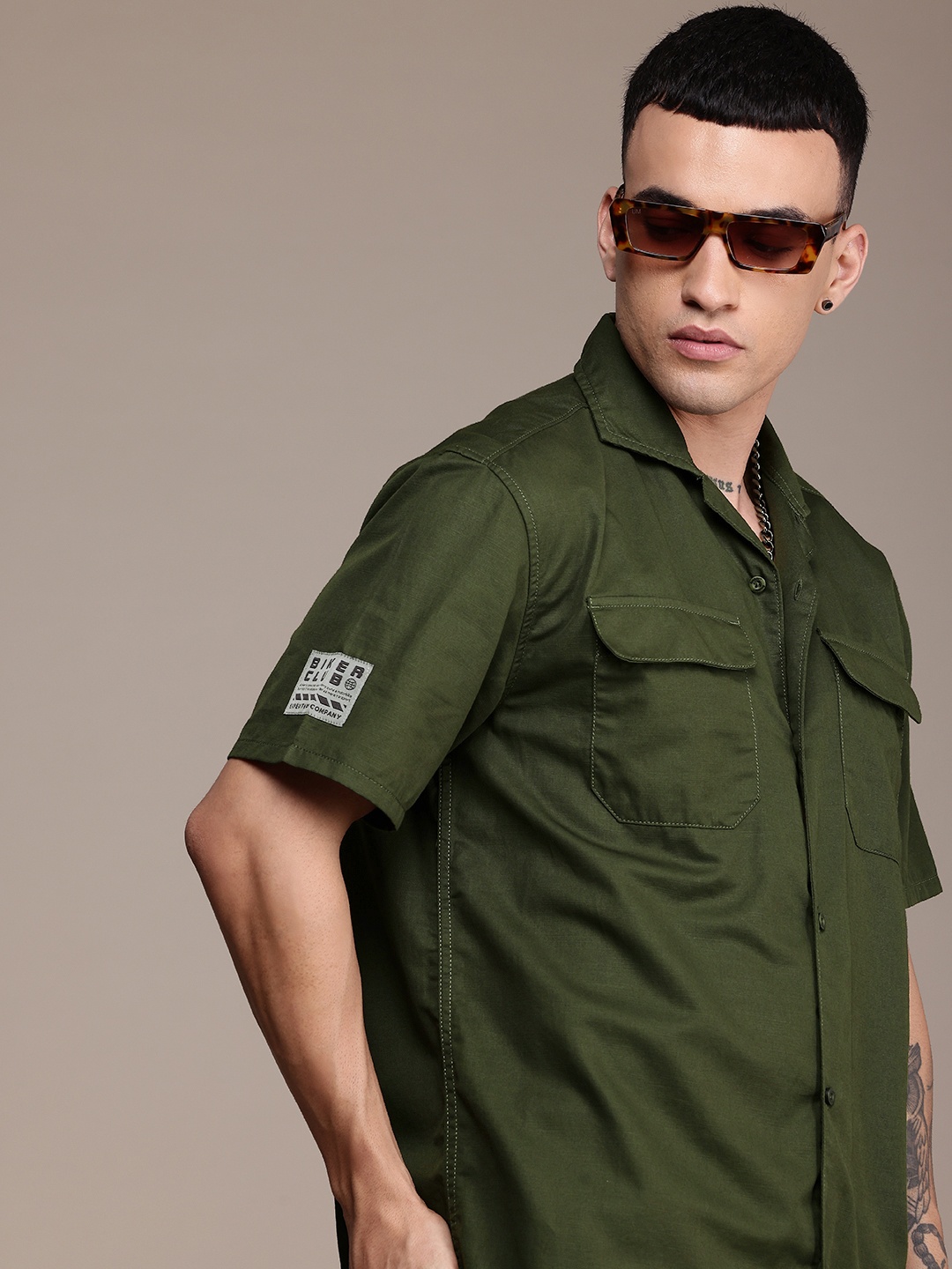 

The Roadster Life Co. Pure Cotton Relaxed Fit Casual Shirt, Olive