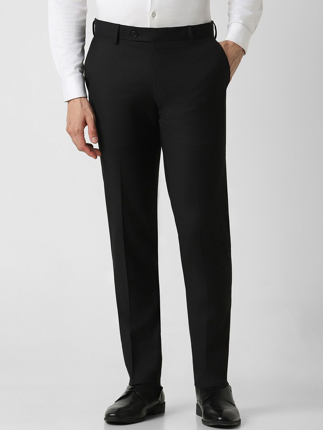 

Van Heusen Men Slim Fit Mid-Rise Trousers, Black