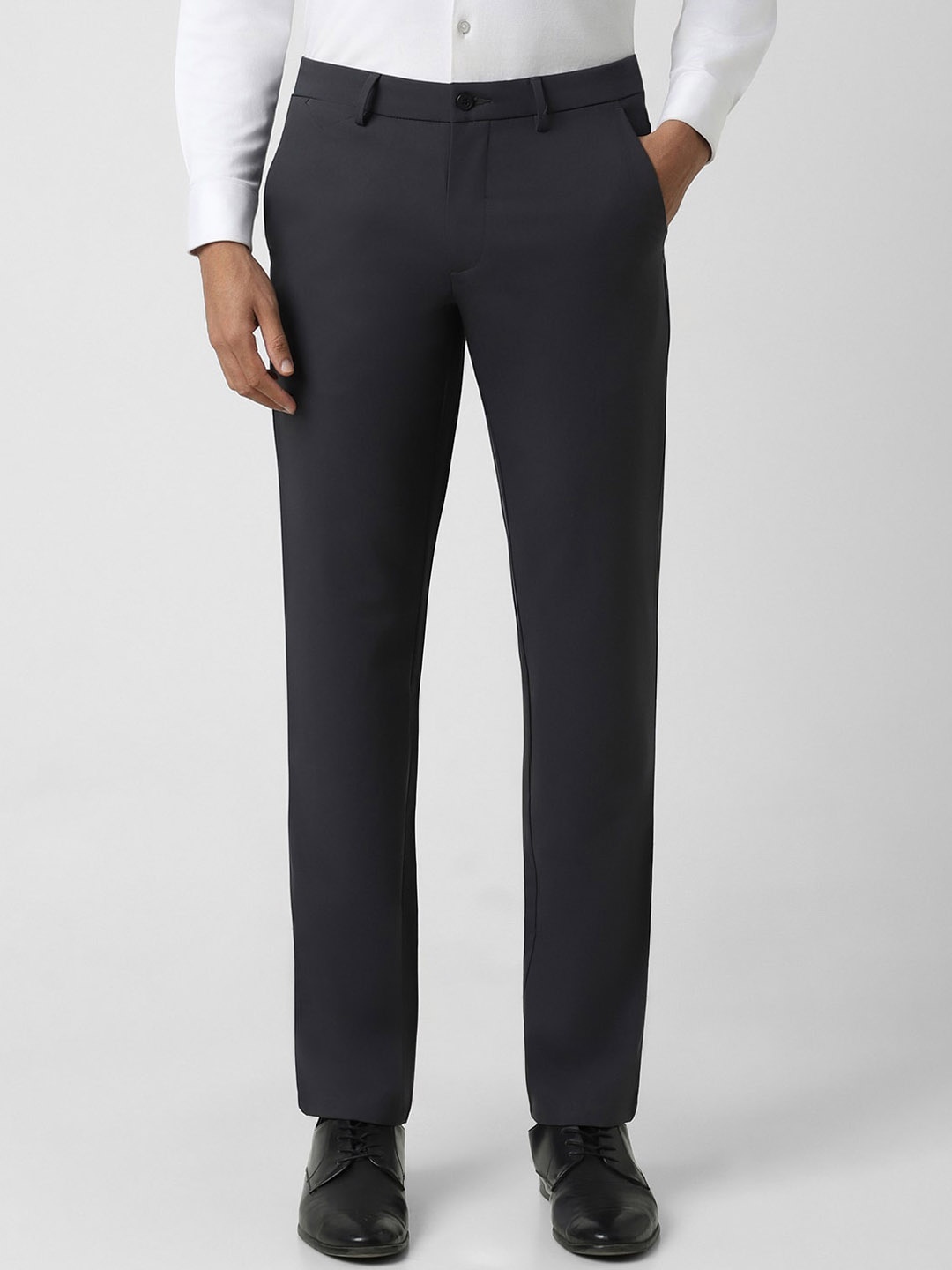 

Van Heusen Men Slim Fit Mid-Rise Trousers, Grey