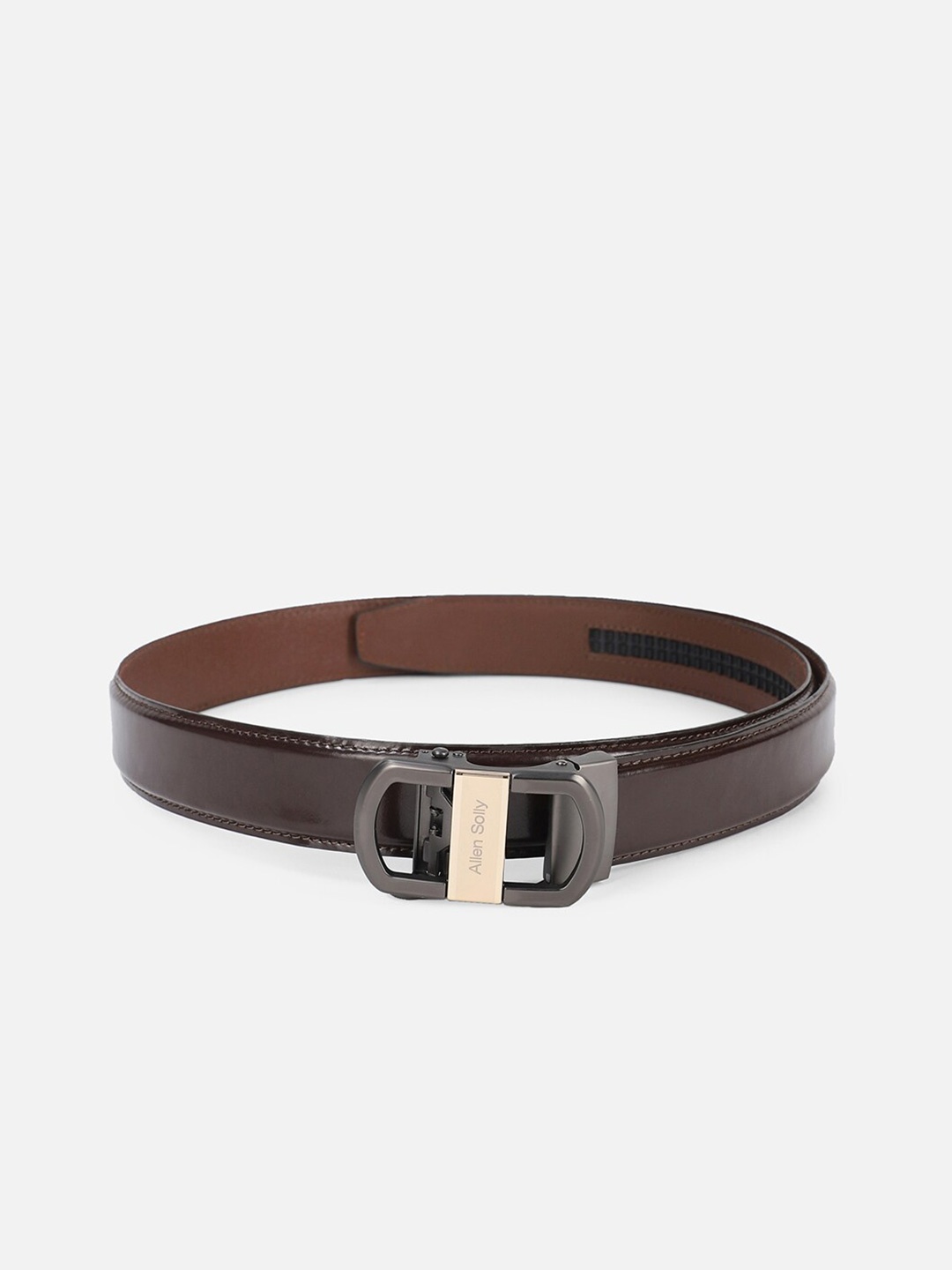 

Allen Solly Men Slider Buckle Leather Formal Belt, Brown