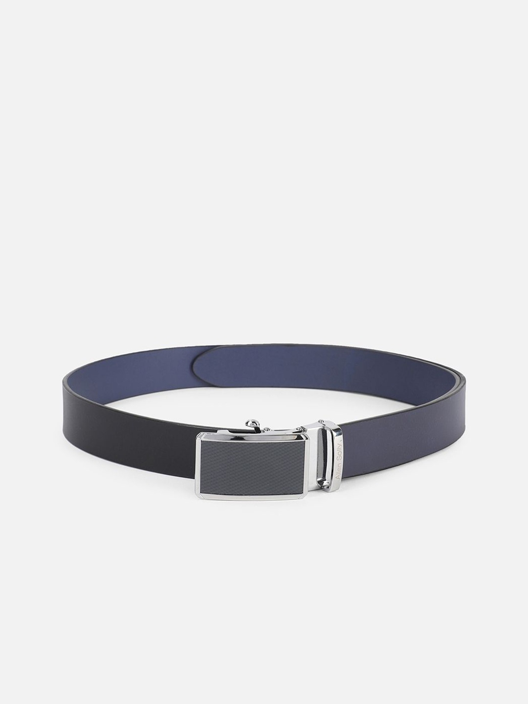 

Allen Solly Men Slider Buckle Leather Formal Belt, Navy blue