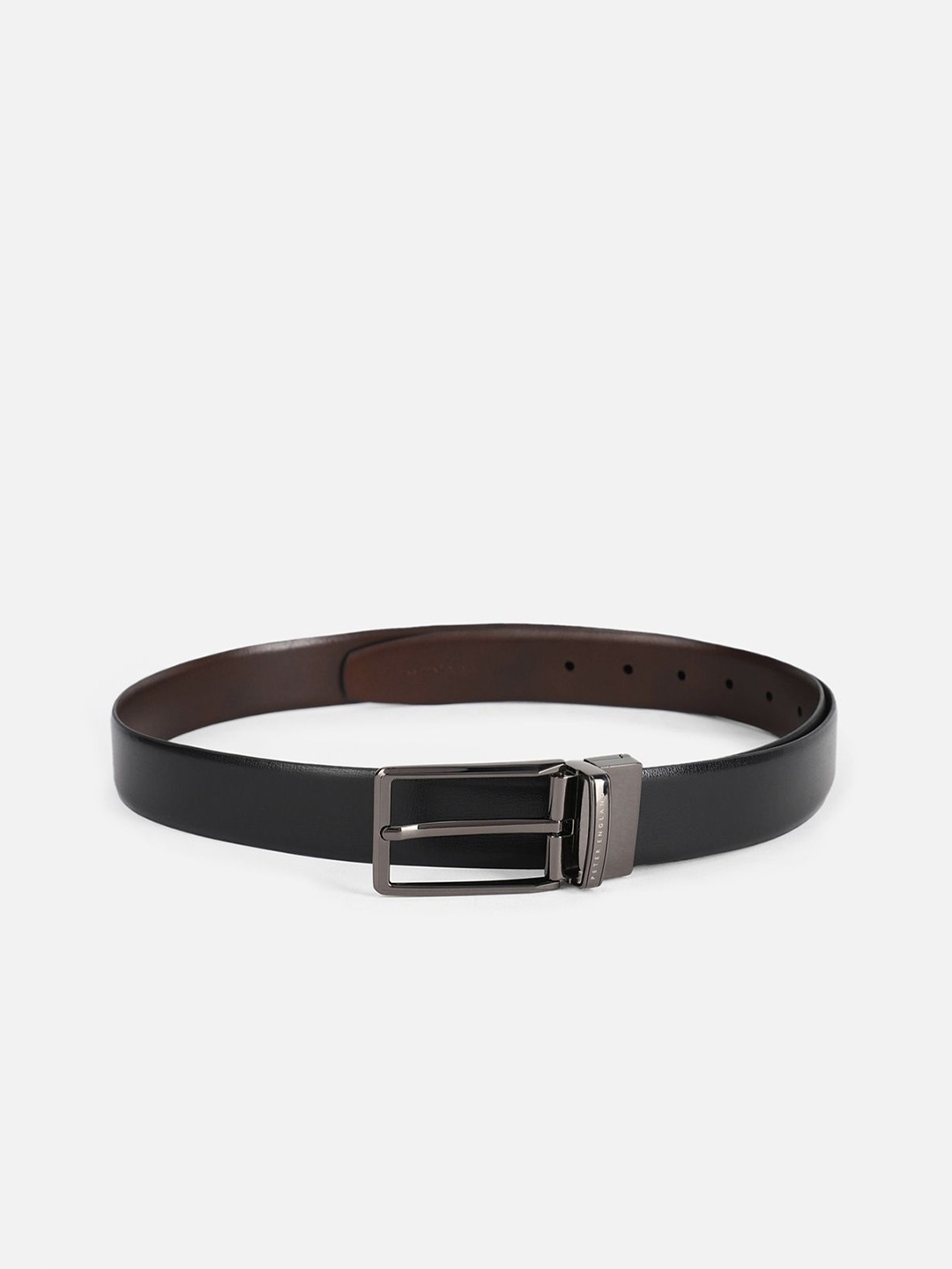 

Peter England Men Leather Formal Belt, Black