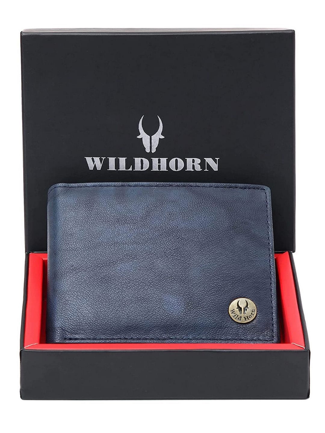 

WildHorn Men Leather Two Fold Wallet, Blue