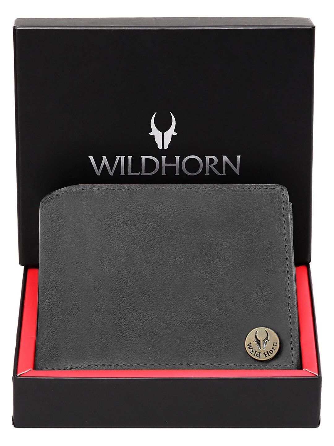 

WildHorn Men Leather Two Fold Wallet, Grey
