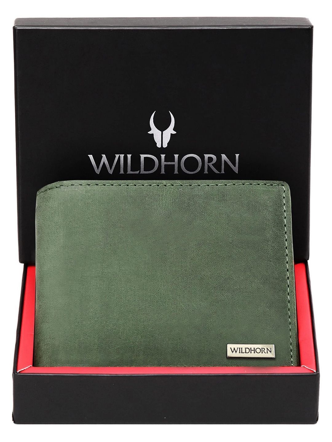 

WildHorn Men Leather Two Fold Wallet, Green