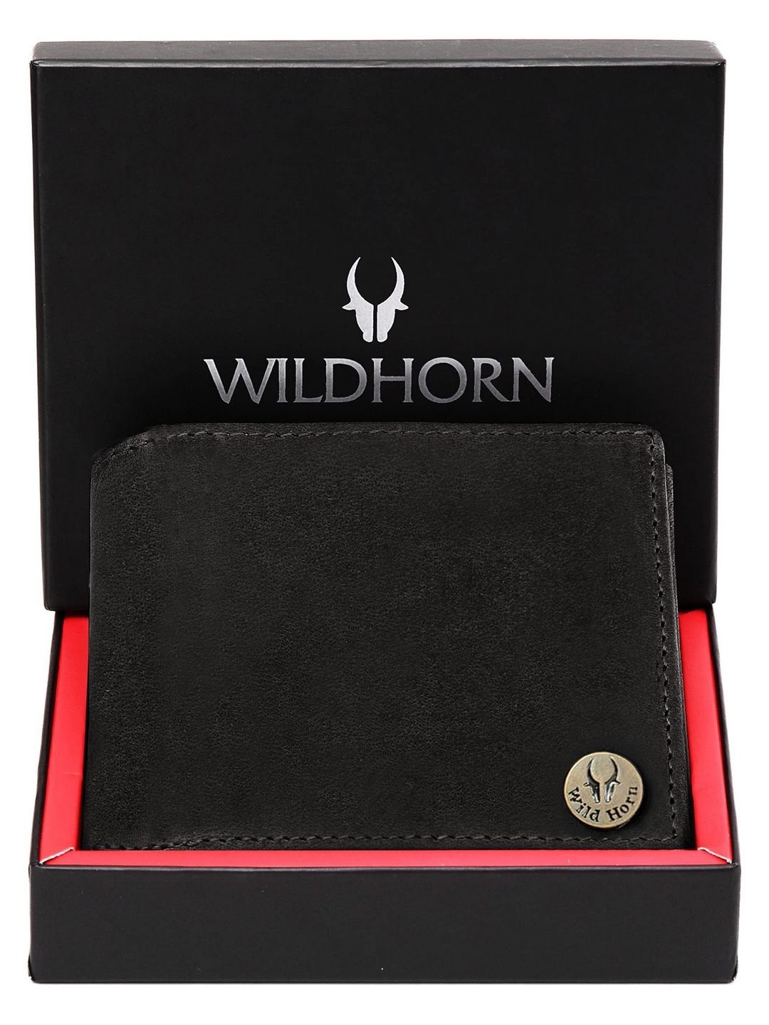 

WildHorn Men Leather Two Fold Wallet, Black