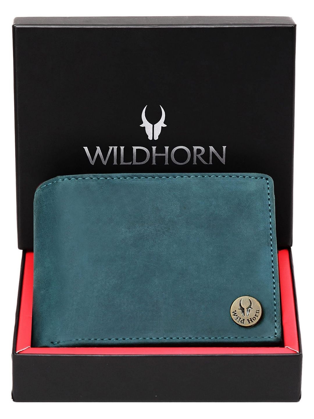 

WildHorn Men Leather Two Fold Wallet, Teal