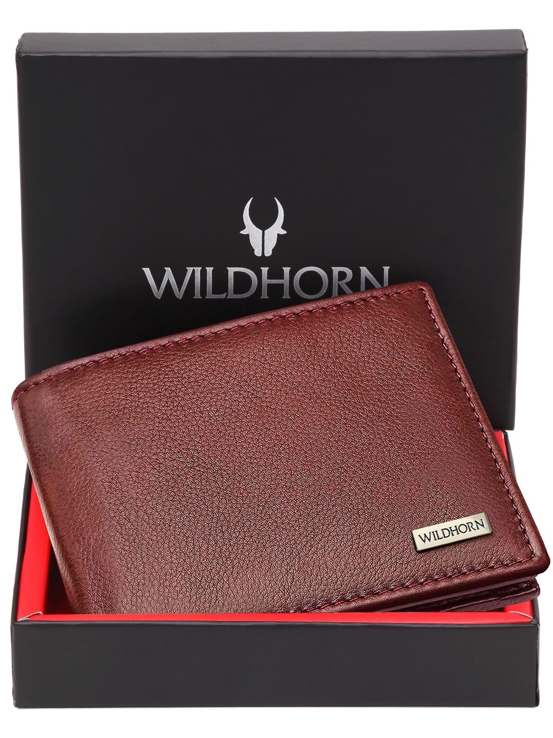 

WildHorn Men Leather Two Fold Wallet, Maroon