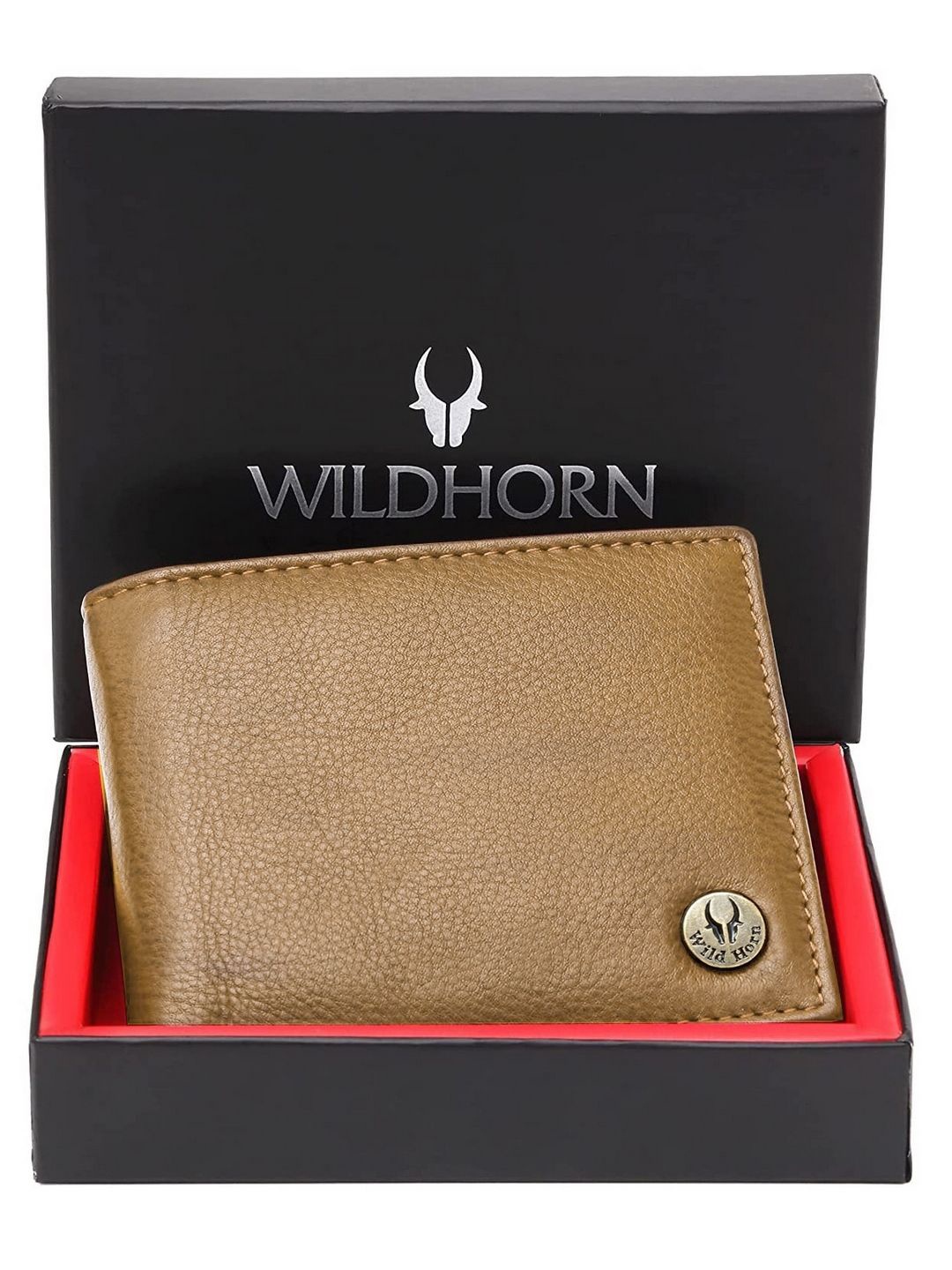 

WildHorn Men Textured Leather Two Fold Wallet, Tan