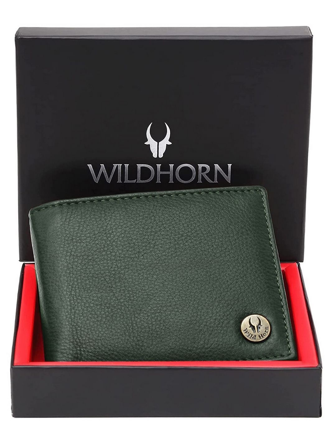 

WildHorn Men Leather Two Fold Wallet, Green