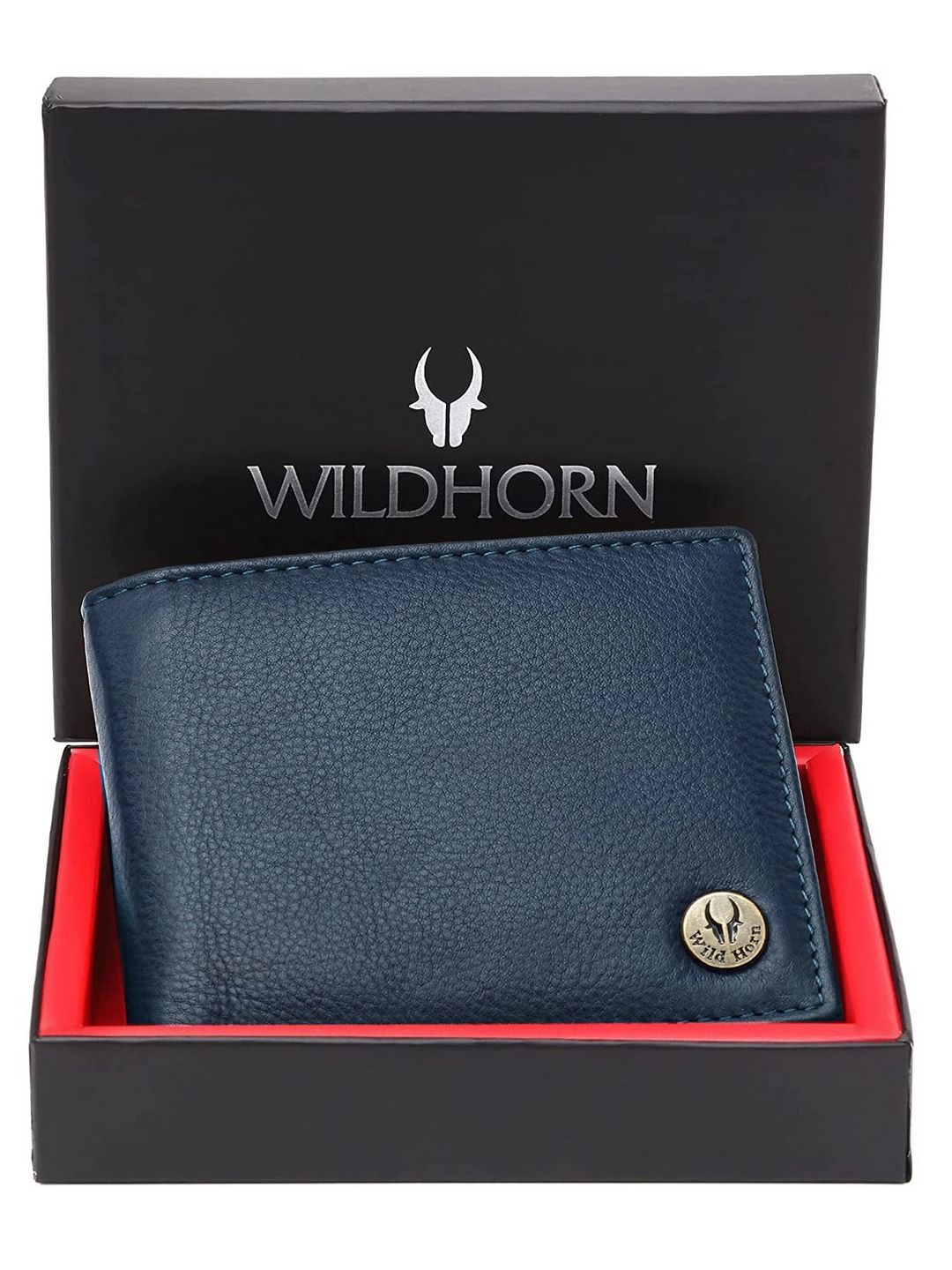 

WildHorn Men Textured Leather Two Fold Wallet, Blue