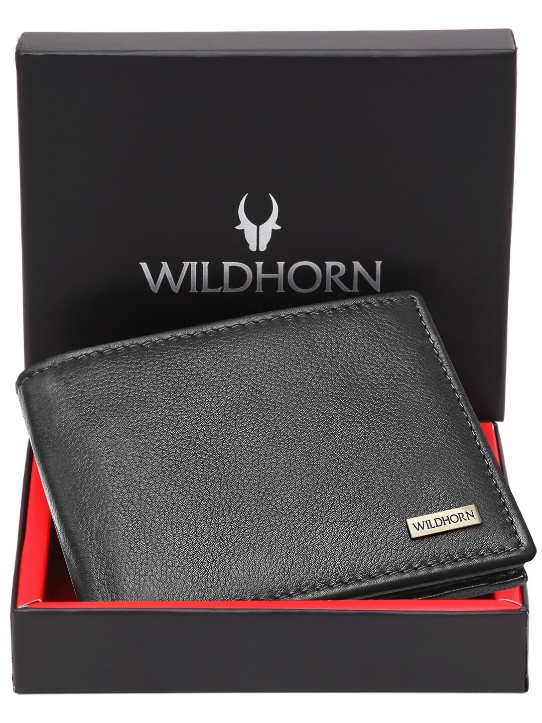 

WildHorn Men Leather Two Fold Wallet, Black