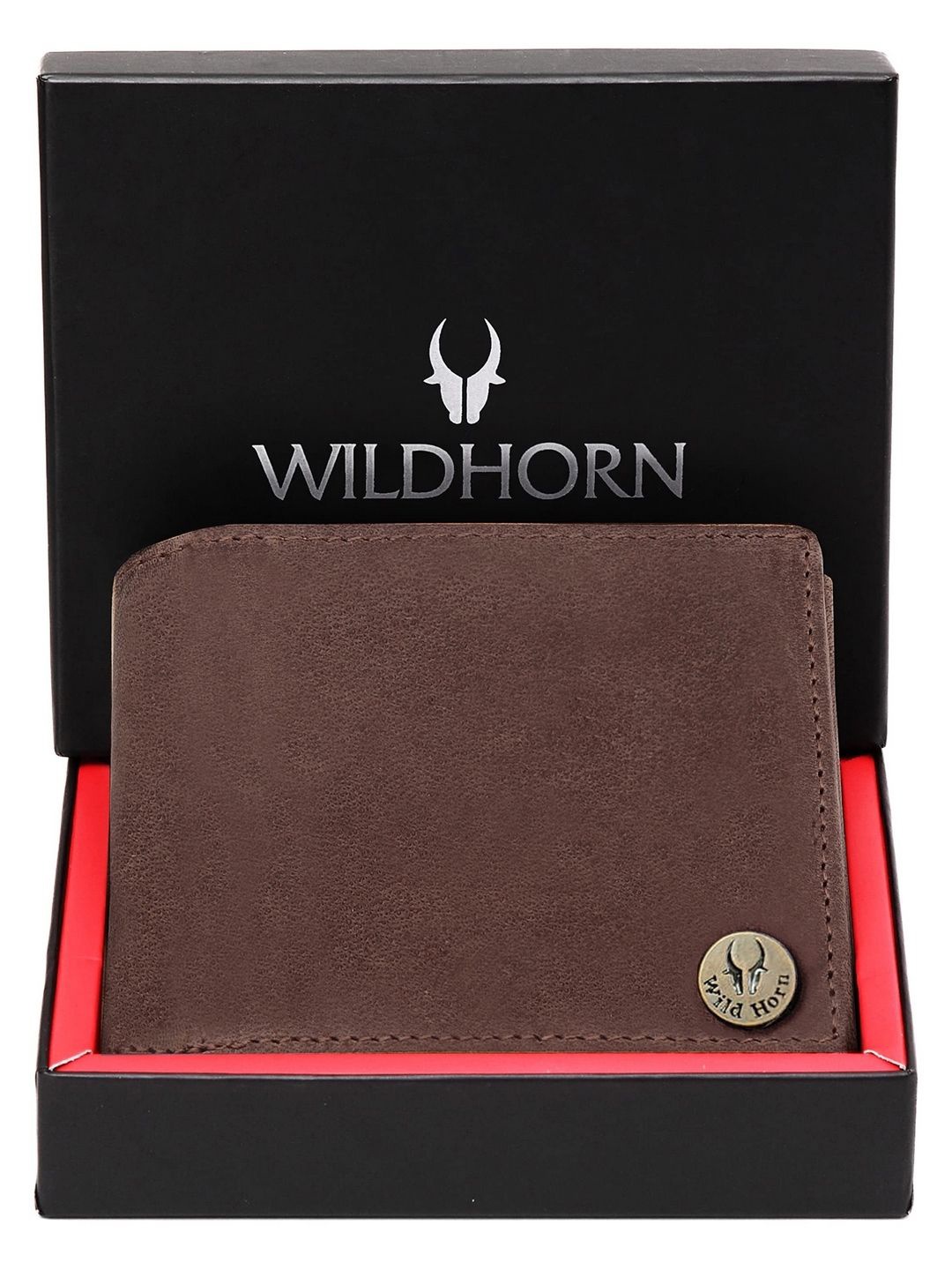 

WildHorn Men Leather Two Fold Wallet, Red