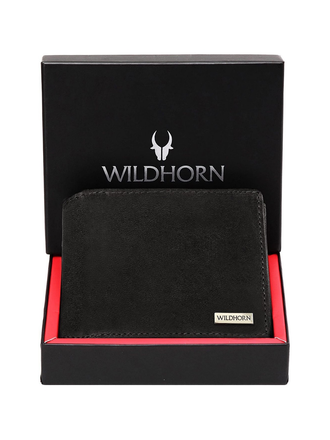 

WildHorn Men Leather Two Fold Wallet, Black