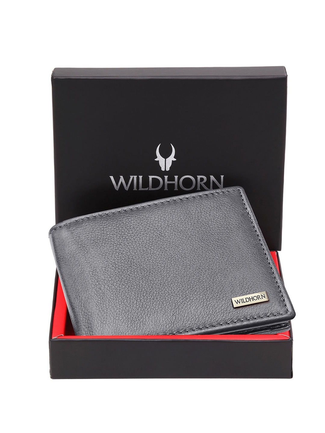 

WildHorn Men Leather Two Fold Wallet, Grey