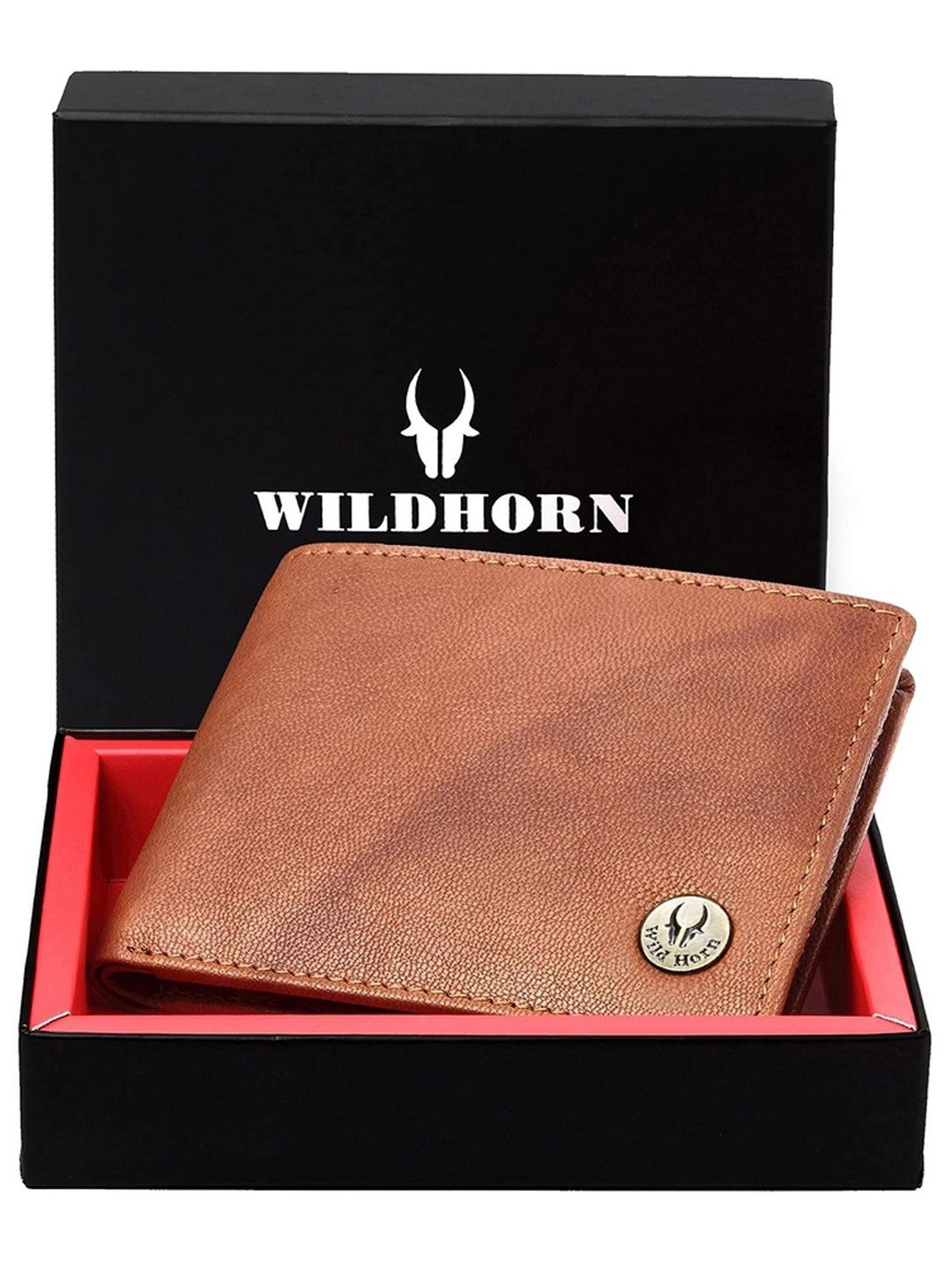 

WildHorn Men Textured Leather Two Fold Wallet, Tan