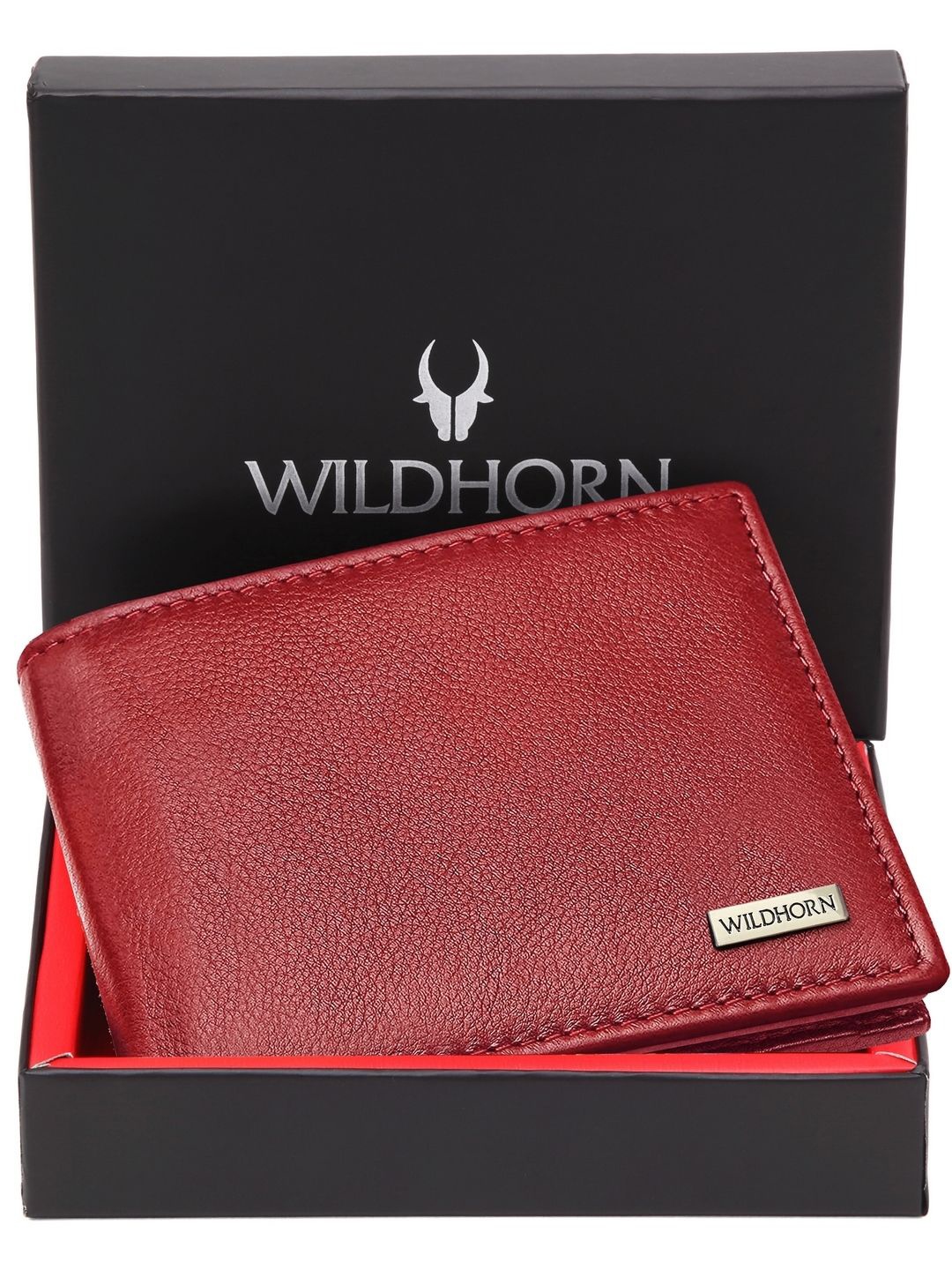 

WildHorn Men Leather Two Fold Wallet, Red