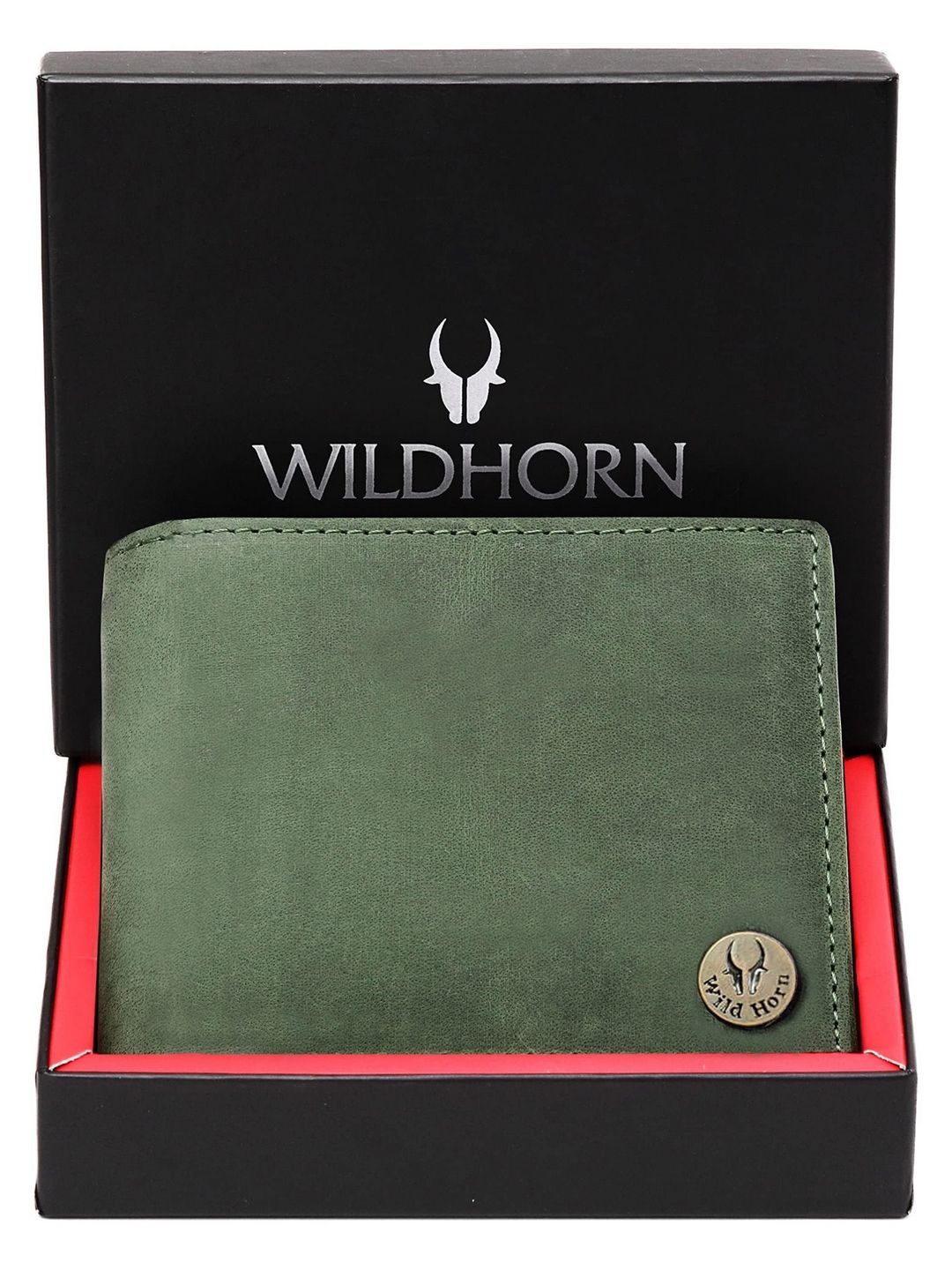 

WildHorn Men Leather Two Fold Wallet, Green
