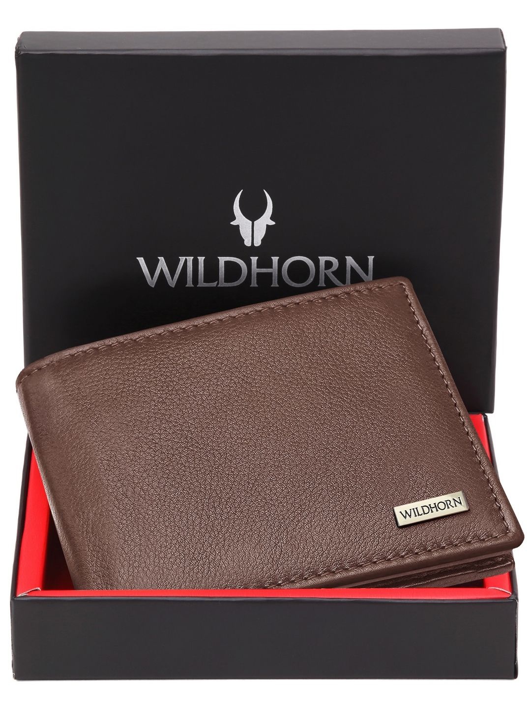 

WildHorn Men Textured Leather Two Fold Wallet, Brown