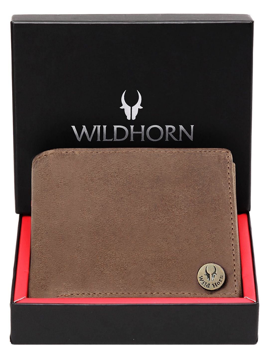 

WildHorn Men Textured Leather Two Fold Wallet, Tan