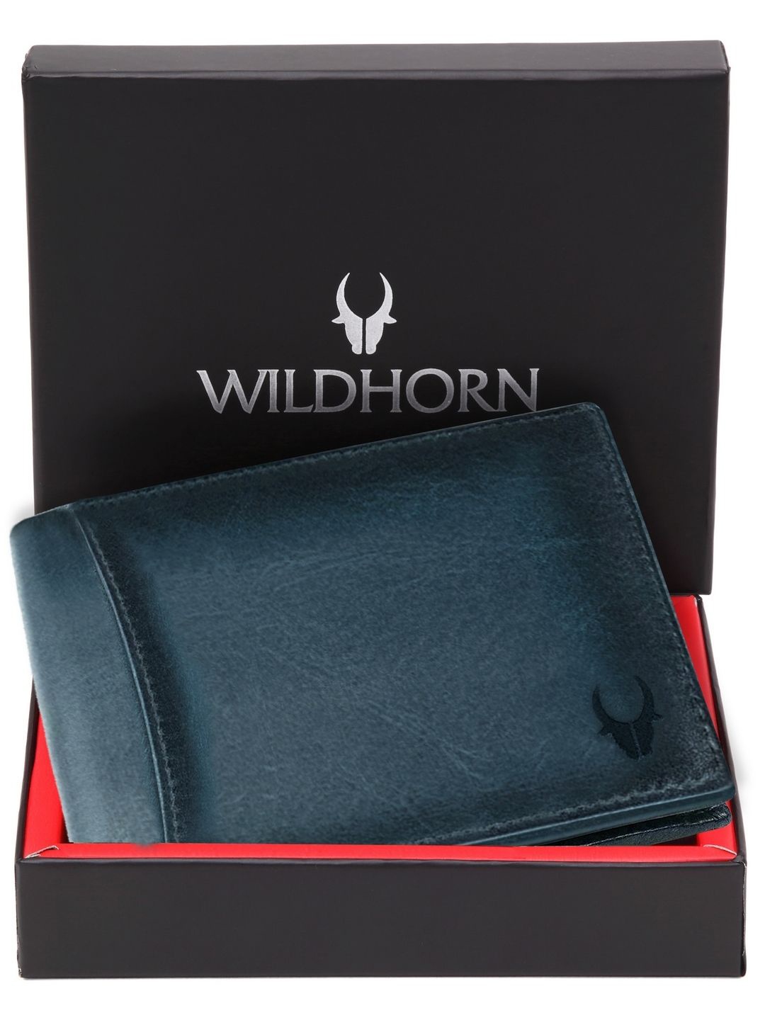 

WildHorn Men Leather Two Fold Wallet, Teal