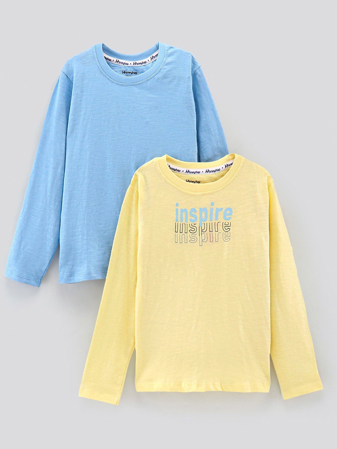 

Honeyhap Boys 2 High Neck Indigo Bio Finish Raw Edge T-shirt, Blue