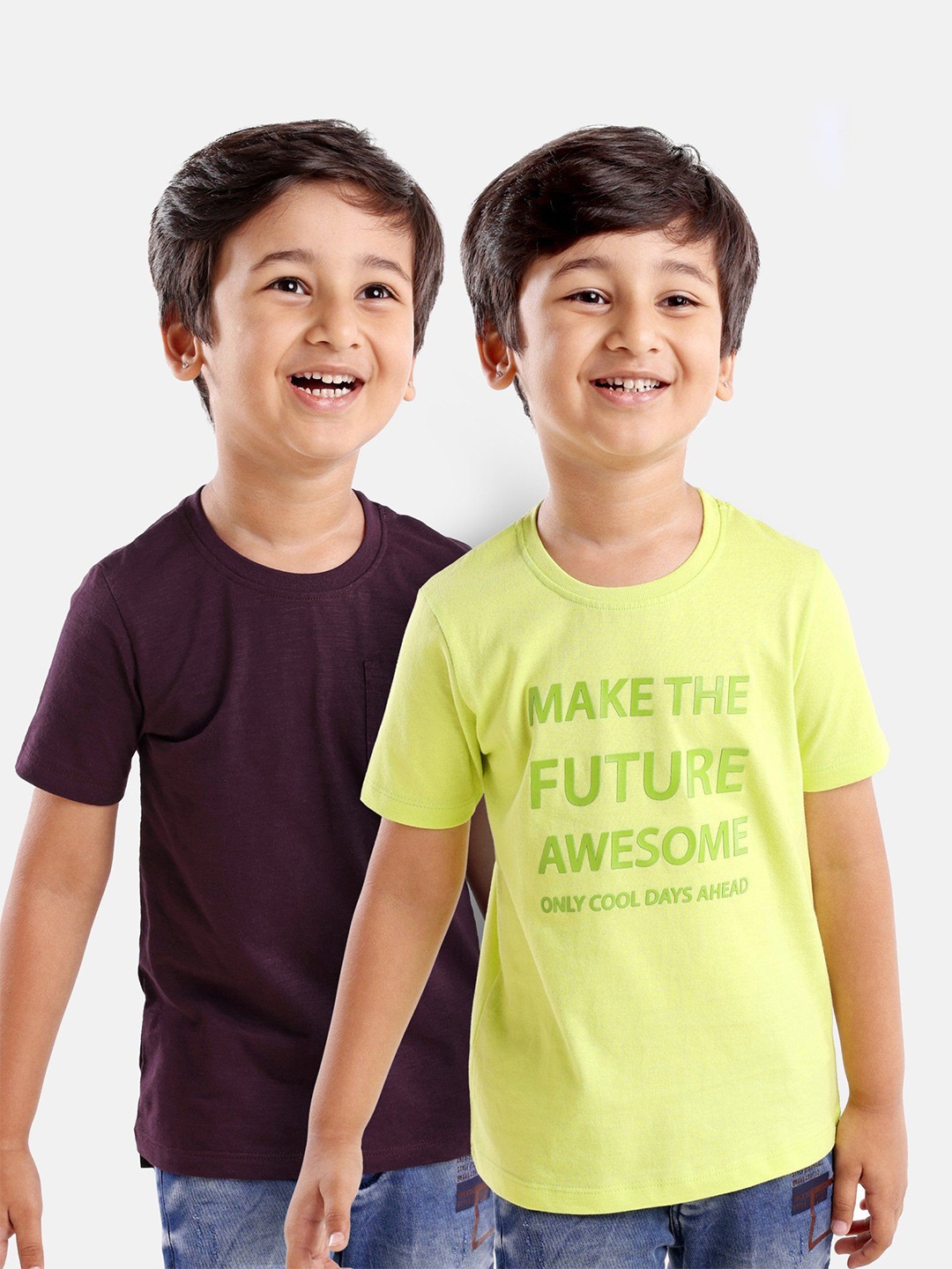 

Honeyhap Boys Typography 2 Printed Bio Finish T-shirt, Green